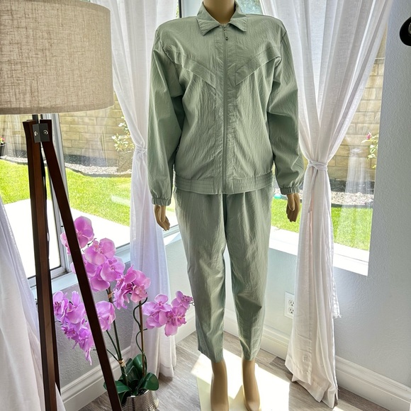 Womens Vintage Teddi 80s 90s Track Suit Light Green Size 12 Petite Medium - Picture 1 of 10